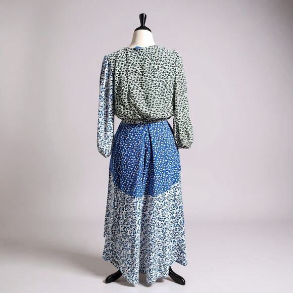 Ann Taylor Patchwork Floral Maxi Dress Green/Blue Size 18 - Picture 3 of 6